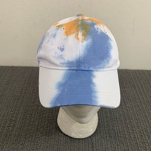 Tie Dye Baseball Hat Womens One Size White Orange Blue Strapback Cap WMC001A